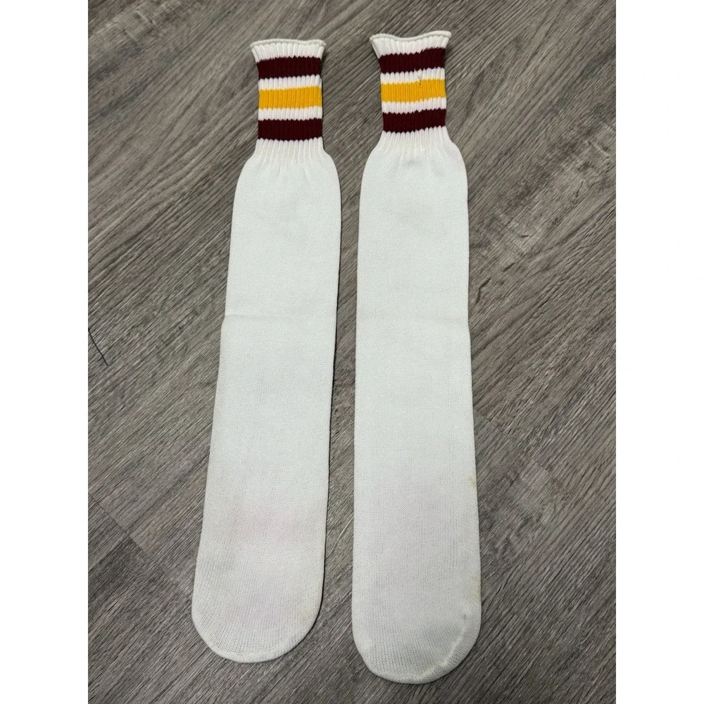 Nike Vintage Tube High Socks White Maroon Gold Yellow Stripe Athletic Sportswear